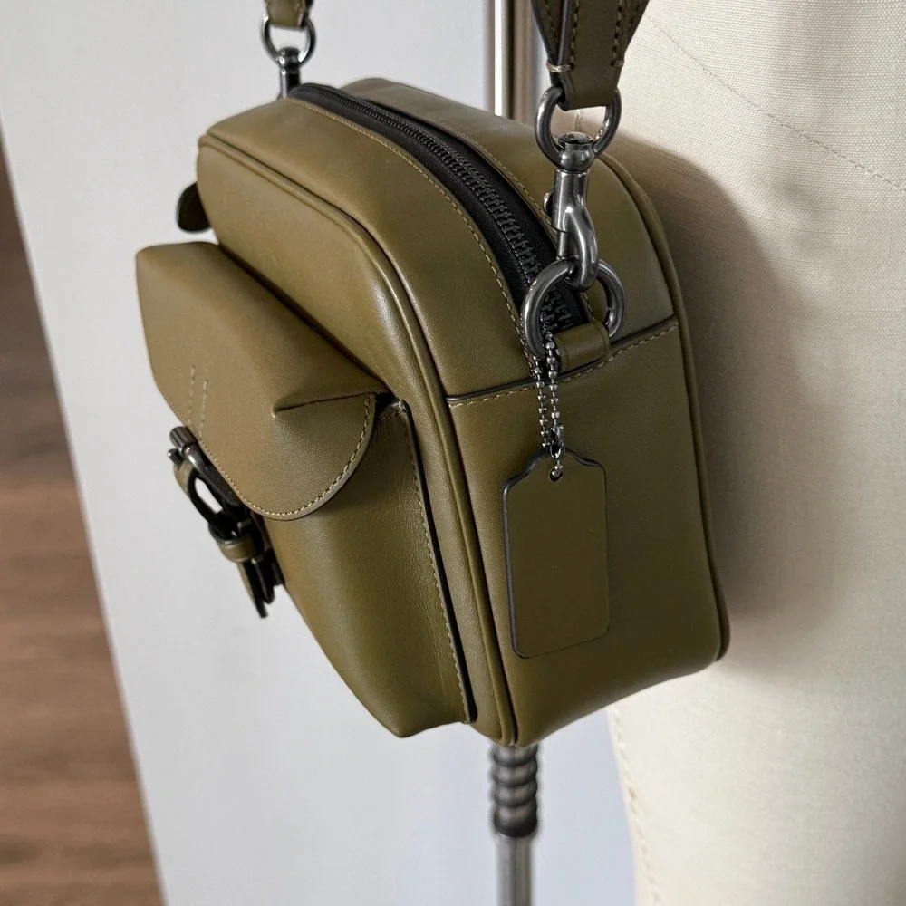 Coach Olive Green Glovetanned Leather Crossbody Bag Gunmetal Hardware